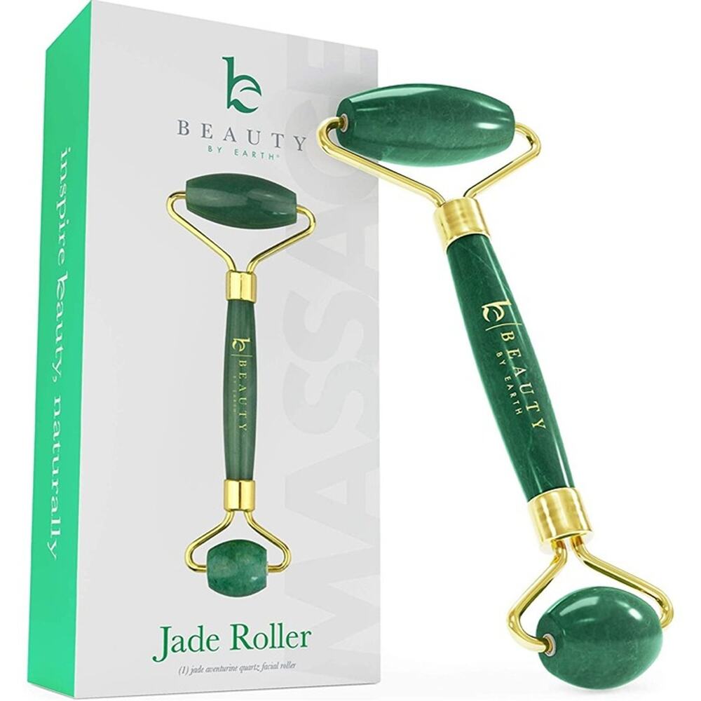 Jade Roller for Face Aventurine Stone Anti-Squeak Facial Massager Skin Care Tool